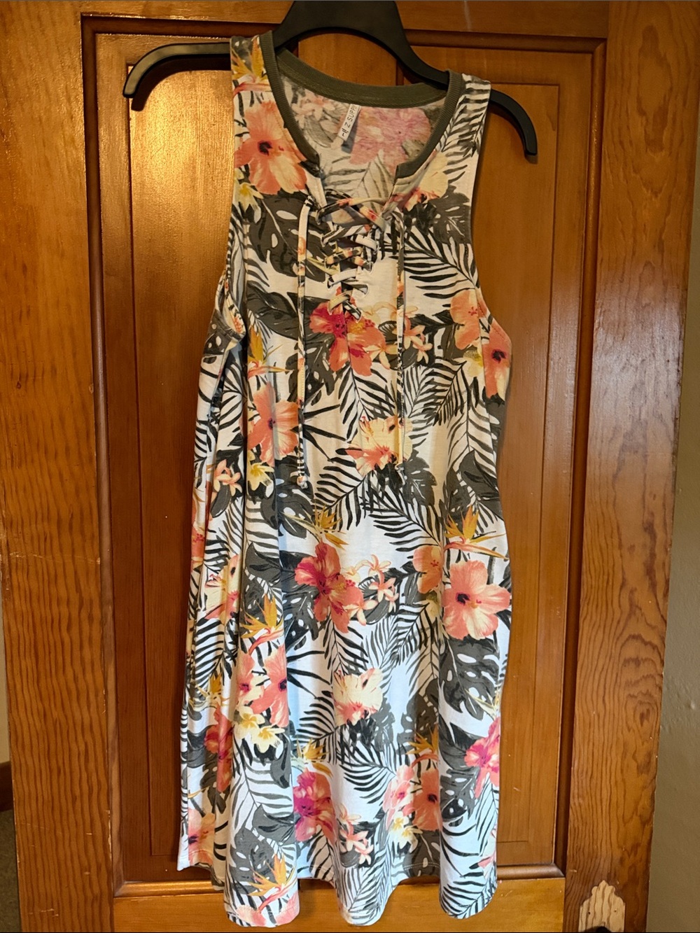 Z Supply White Midi Dress with Coral & Olive Floral Print